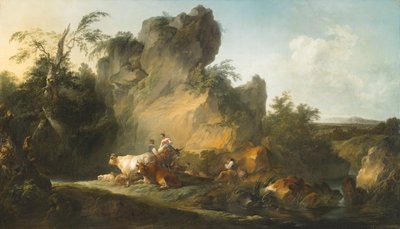 Paesaggio con figure e animali da Philippe Jacques de Loutherbourg